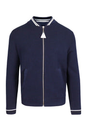 Waffle Sport Knit Jacket Kenzo Paris Stand Collar Long Sleeve Casual Cotton Blend
