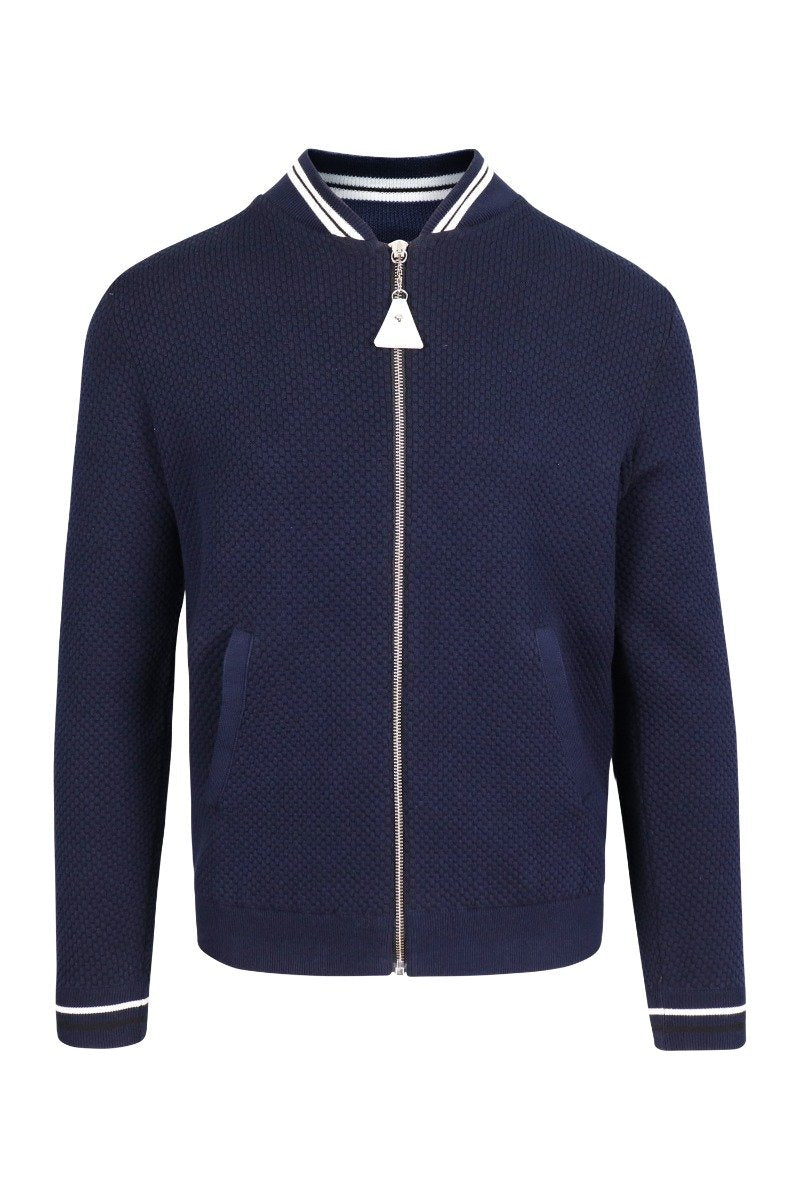 Waffle Sport Knit Jacket Kenzo Paris Stand Collar Long Sleeve Casual Cotton Blend
