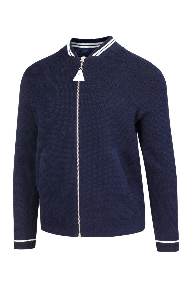 Waffle Sport Knit Jacket Kenzo Paris Stand Collar Long Sleeve Casual Cotton Blend