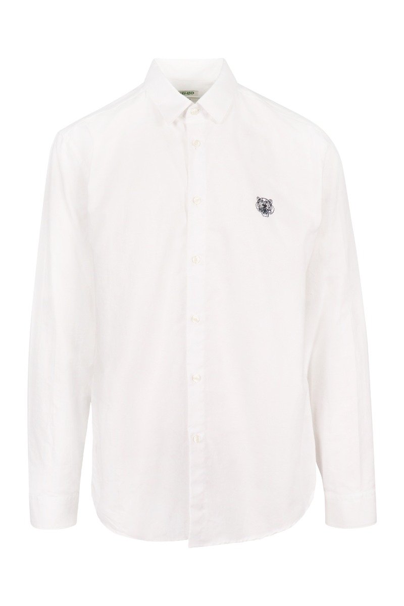 Tiger Shirt Men Fashion Kenzo Paris Cotton Long Sleeve Semi Formal Casual