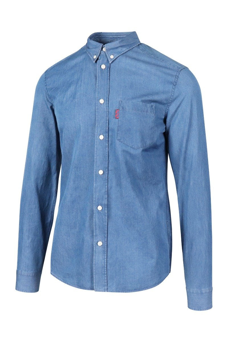 Denim Shirt Kenzo Collar Menswear Casual Formal Fashion Shirt Long Sleeves