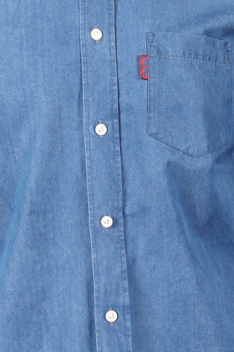 Denim Shirt Kenzo Collar Menswear Casual Formal Fashion Shirt Long Sleeves