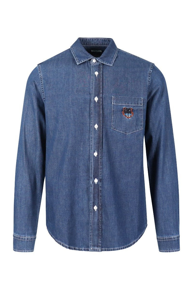 Denim Tiger Shirt Cotton Kenzo Fashion Stylish Menswear Shirt Outer