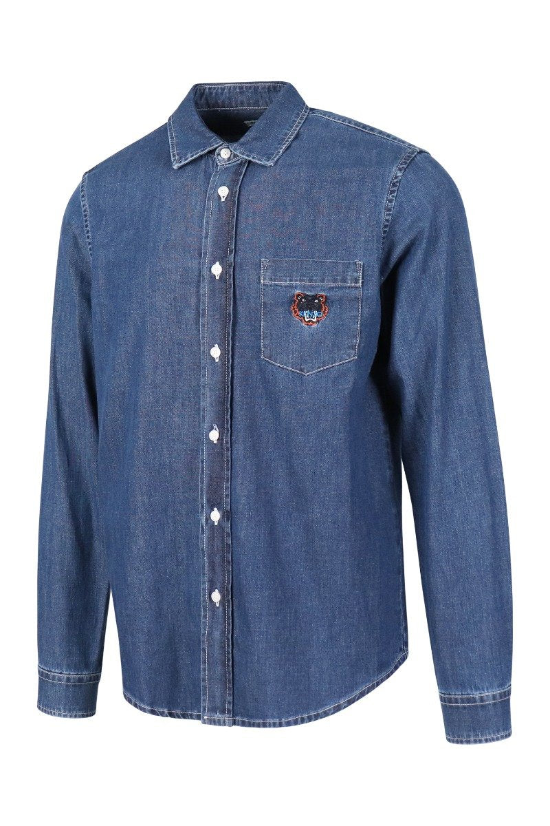 Denim Tiger Shirt Cotton Kenzo Fashion Stylish Menswear Shirt Outer