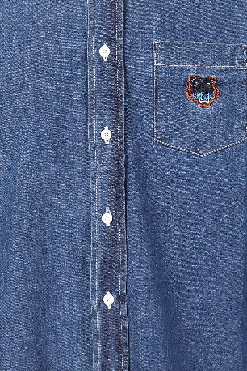 Denim Tiger Shirt Cotton Kenzo Fashion Stylish Menswear Shirt Outer