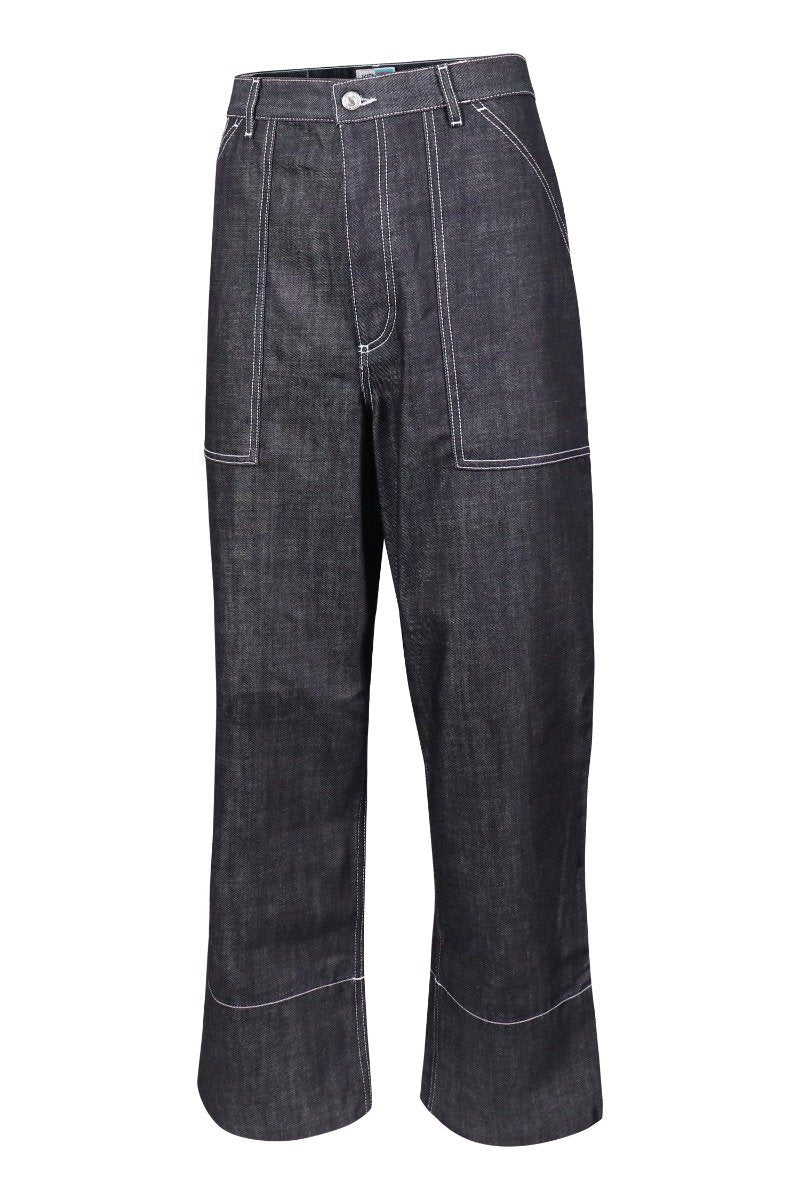 Wide Leg Jeans Kenzo Paris Denim Cotton Stitching Designed Fashion Modern