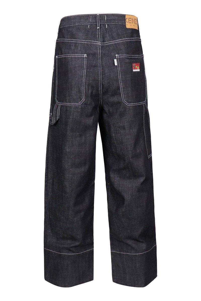 Wide Leg Jeans Kenzo Paris Denim Cotton Stitching Designed Fashion Modern