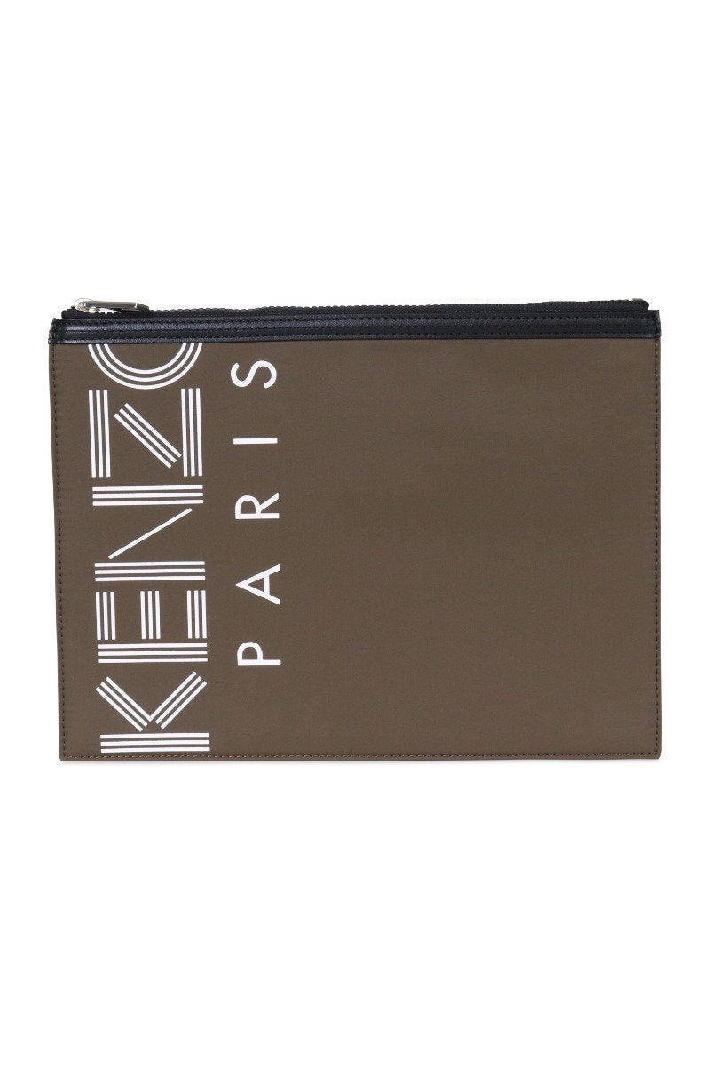 A4 Kenzo Paris Clutch Nylon Brown Fashion Casual Designer Unisex Men Women 