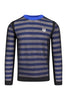 Tiger Striped Mesh Sweater Viscose Blend Marled Jersey Long Sleeve Men Fashion Stylish