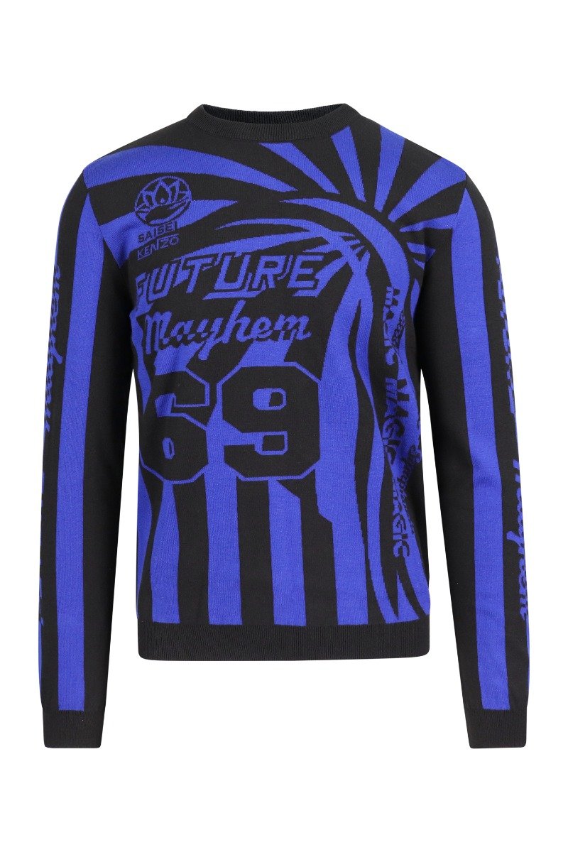 Graphic Psychedelic Jumper Kenzo Paris Cotton Fashion Designer Long Sleeves 