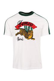Bamboo Tiger T-Shirt Cotton Crew Neck Kenzo Paris Embroidery Logo Basic Casual