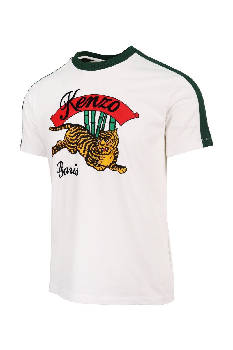 Bamboo Tiger T-Shirt Cotton Crew Neck Kenzo Paris Embroidery Logo Basic Casual