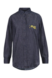Jumping Tiger Denim Shirt Kenzo Embroidered Long Sleeve