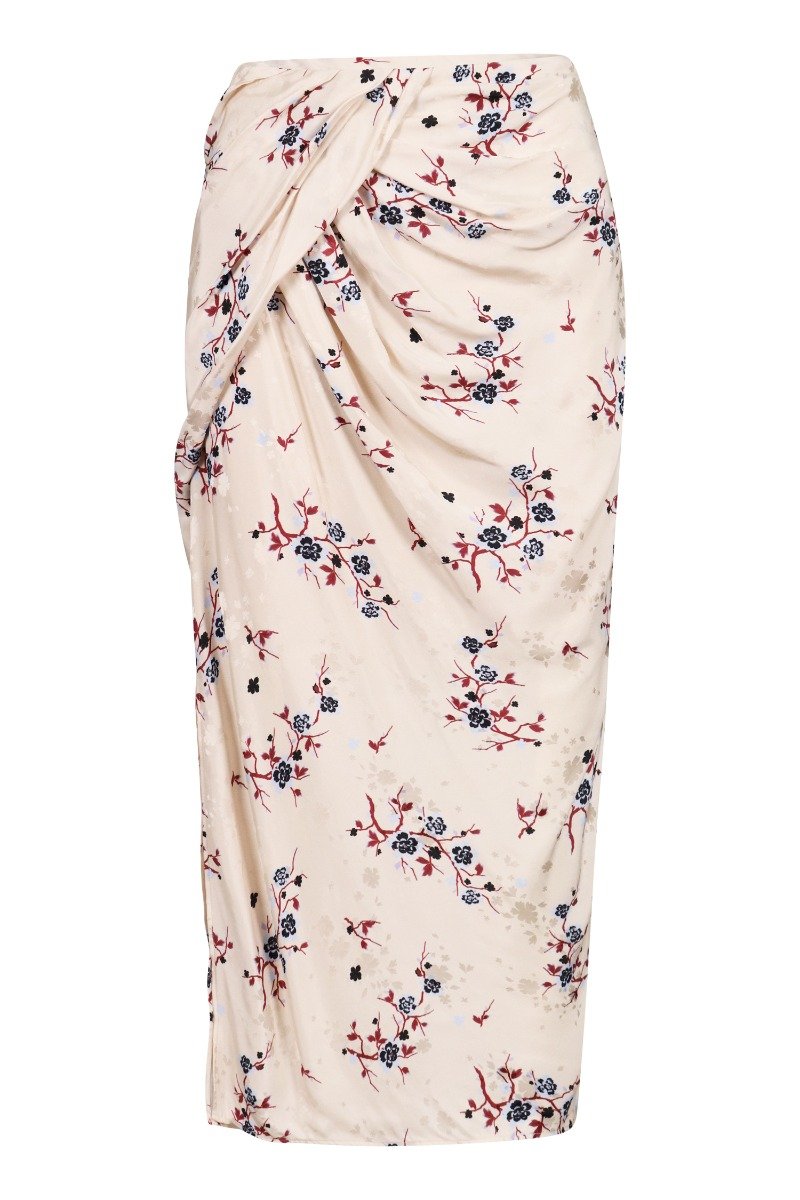 Cheongsam Flower Skirt Floral Print Midi Skirt Women Casual Elegant