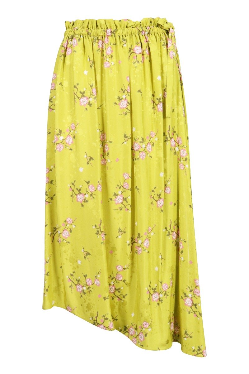 Cheongsam Flower Skirt Floral Print Midi Skirt Women Casual Elegant