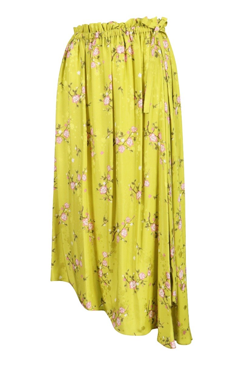 Cheongsam Flower Skirt Floral Print Midi Skirt Women Casual Elegant