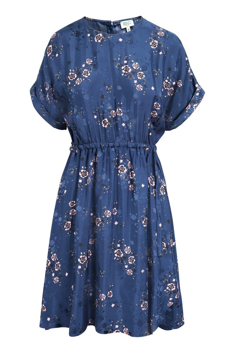 Cheongsam Flower Dress Floral Print Round Neck Midi Dress Women Fashion