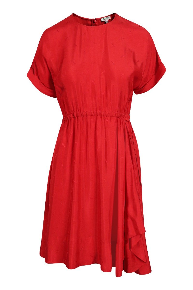 Kenzo Logo Dress Women Fashion Viscose Short-Sleeve Classic Stylish Designer Onepiece