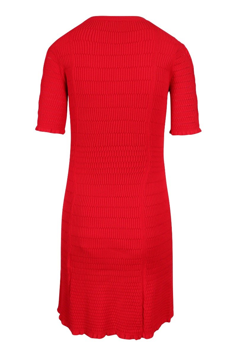 Lacehole Knit Dress Women Fashion Kenzo Paris Viscose-blend Short-Sleeve Flared Casual Sharp Onepiece