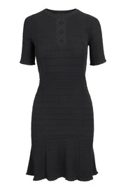 Openwork Knit Dress Women Fashion Kenzo Paris Viscose-Blend Short-Sleeve Fit and Flare Classic Simple