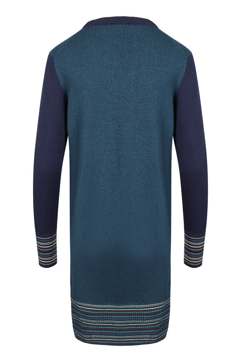 Tiger Knit Dress Women Fashion Kenzo Paris Wool Blend Long Sleeve Onepiece Casual