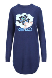 Indonesian Flower Knit Dress Comfort Long Sleeve Dress