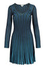 Pleated Knit Dress Women Fashion Kenzo Paris Viscose Blend Long Sleeve Onepiece Classic