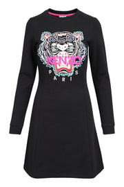 Tiger Sweat Dress Women Fashion Kenzo Paris Cotton Long Sleeve One Piece