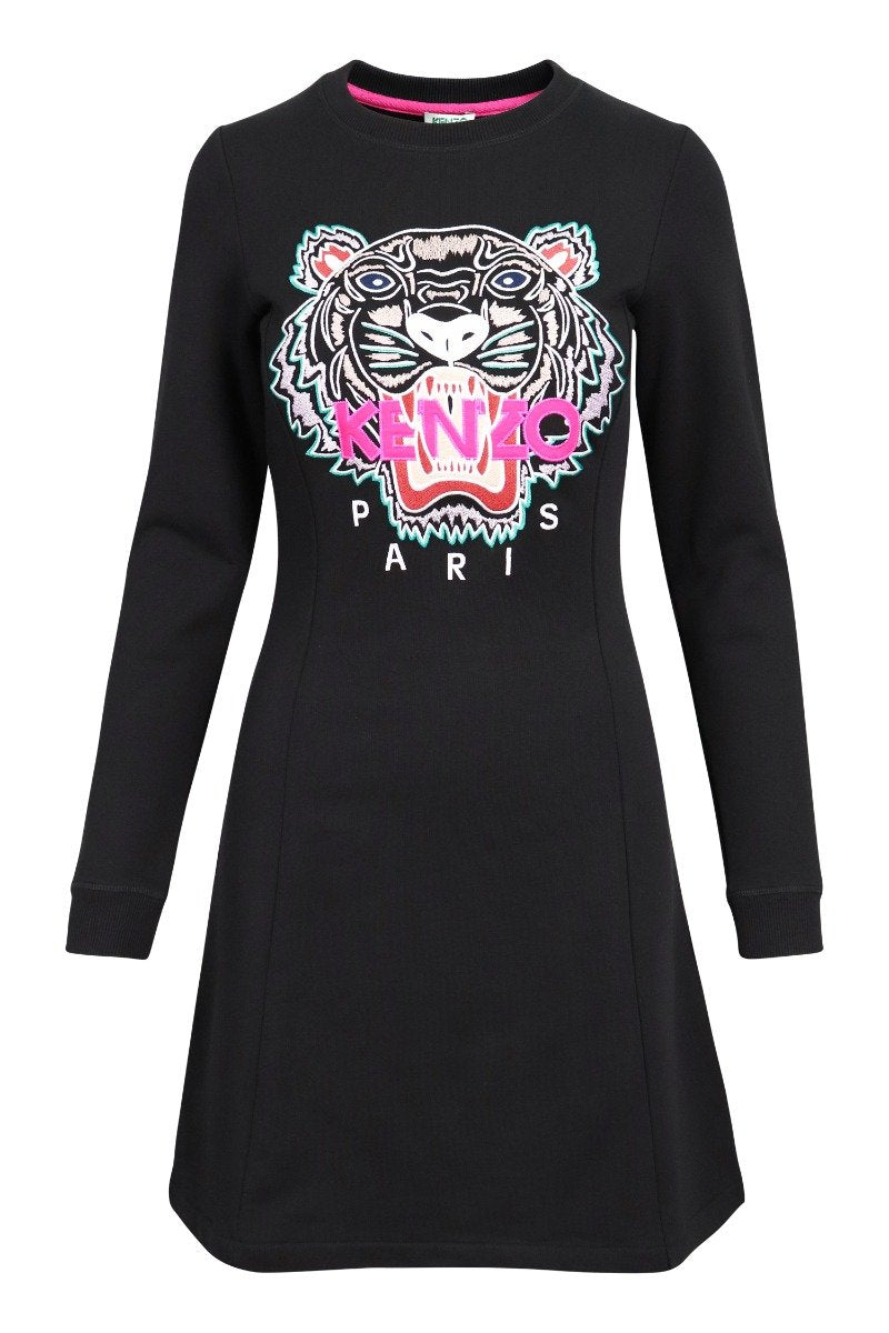 Tiger Sweat Dress Women Fashion Kenzo Paris Cotton Long Sleeve One Piece