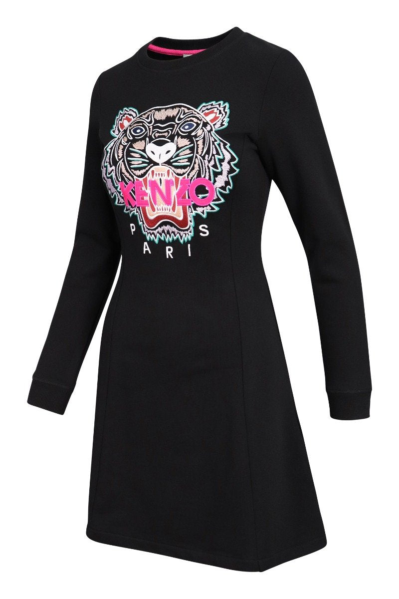 Tiger Sweat Dress Women Fashion Kenzo Paris Cotton Long Sleeve One Piece