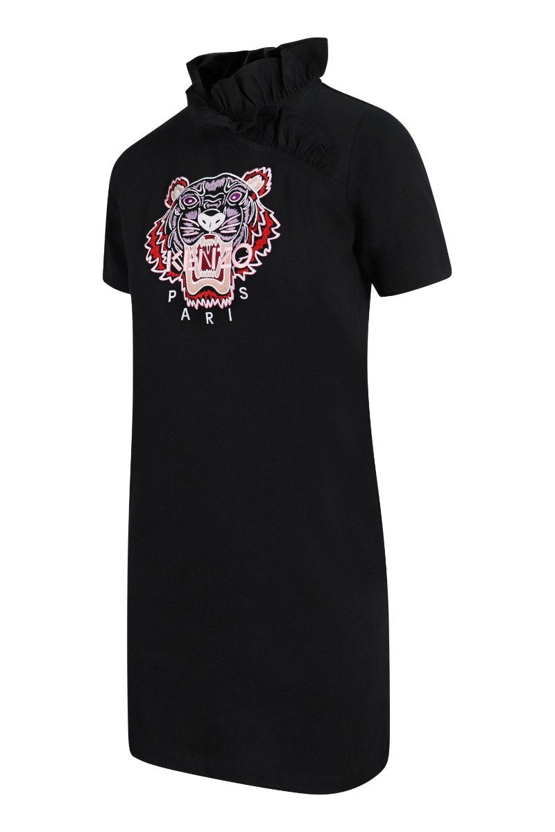 Tiger Ruffled Collar Dress
