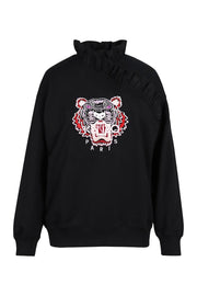 Tiger Sweatshirt Women Fashion Kenzo Paris Cotton Long Sleeve Frilled Neck