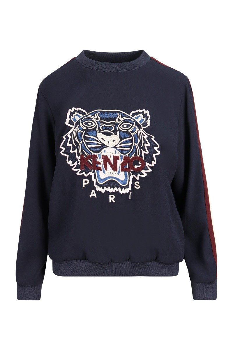 Tiger Crepe Top Women Fashion Kenzo Paris Triacetate Blend Long Sleeve Casual