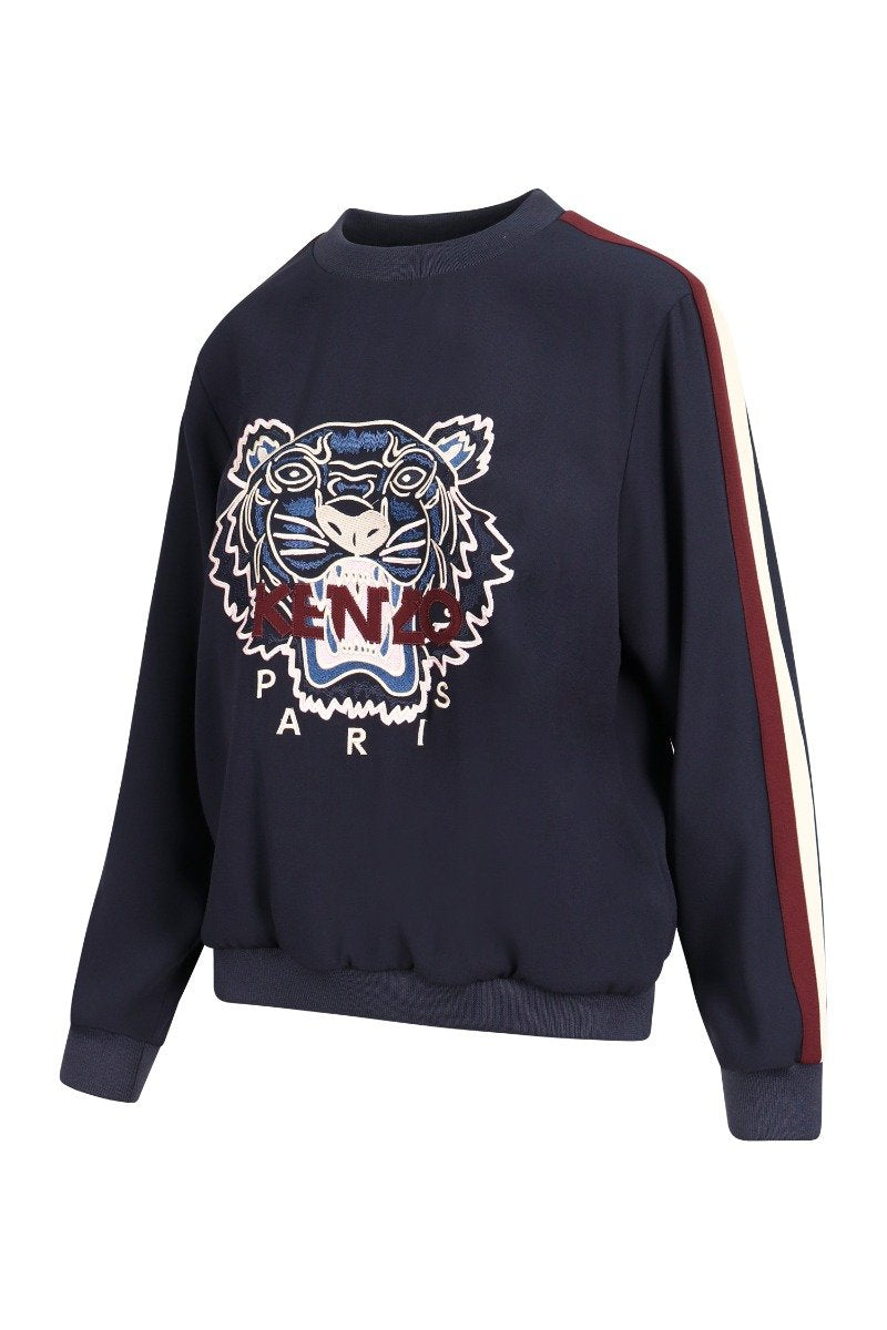 Tiger Crepe Top Women Fashion Kenzo Paris Triacetate Blend Long Sleeve Casual