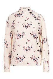 Cheongsam Flower Blouse Collar Long Sleeves Women Elegant Top Fashion