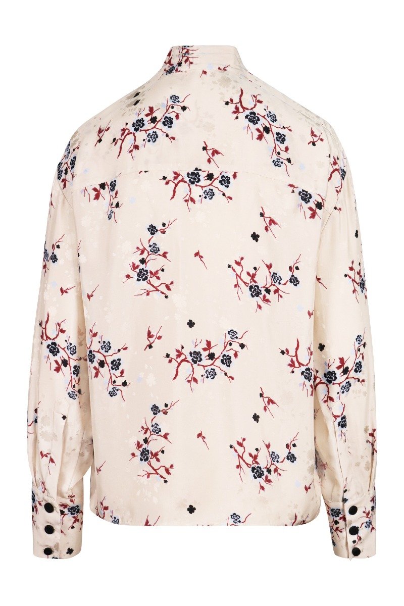 Cheongsam Flower Blouse Collar Long Sleeves Women Elegant Top Fashion