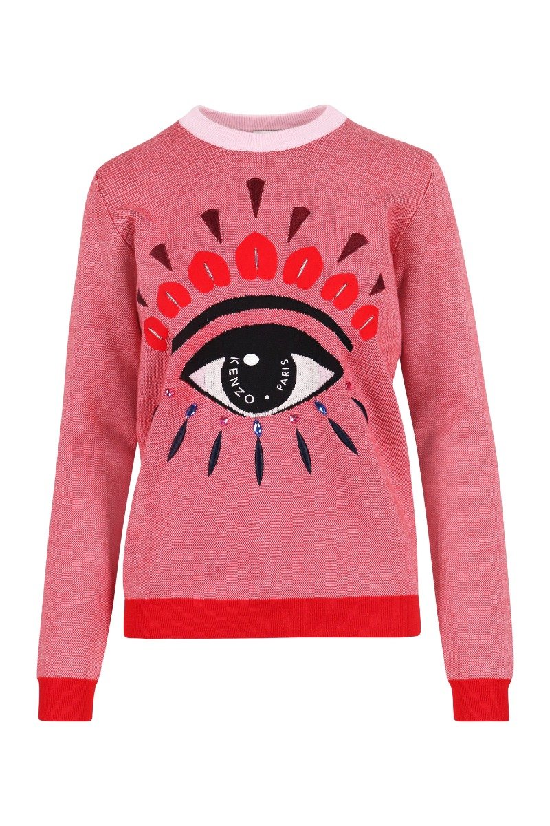 Eye Sweater Wool Crew Neck Sweater Kenzo Paris Top Long Sleeves Unisex Men Women