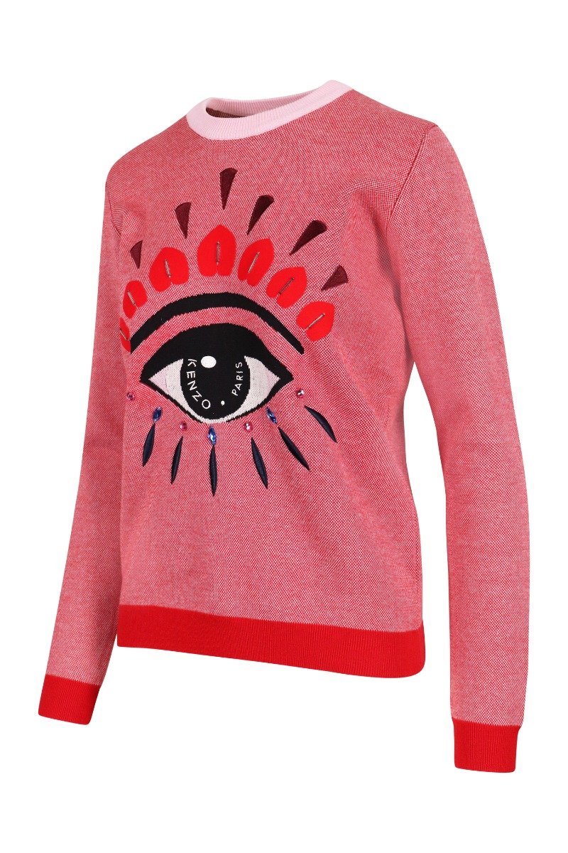 Eye Sweater Wool Crew Neck Sweater Kenzo Paris Top Long Sleeves Unisex Men Women