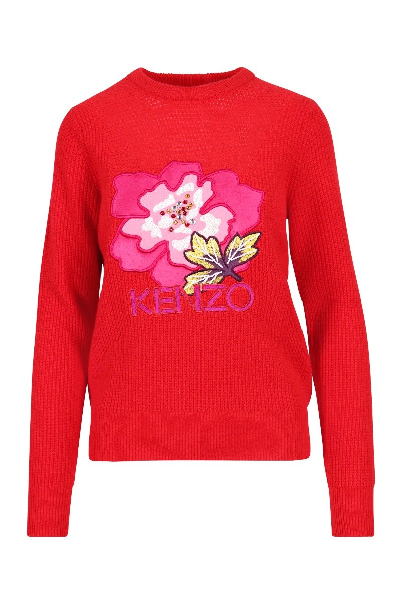 Indonesian Flower Sweater Wool Long Sleeve Embroidery 