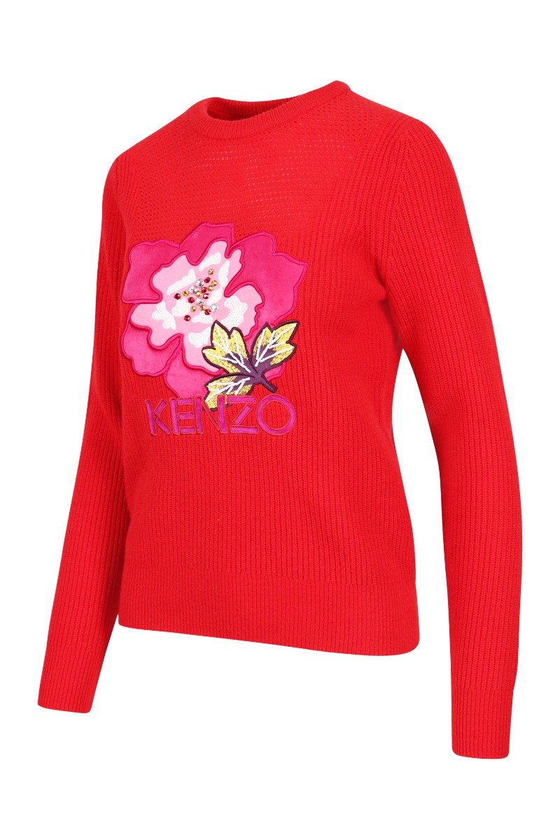 Indonesian Flower Sweater Wool Long Sleeve Embroidery 