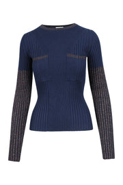Wool Blend Sweater Shimmering Women Round Neck Designed Patch Pockets Long Sleeve Kenzo Paris