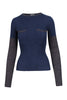 Wool Blend Sweater Shimmering Women Round Neck Designed Patch Pockets Long Sleeve Kenzo Paris