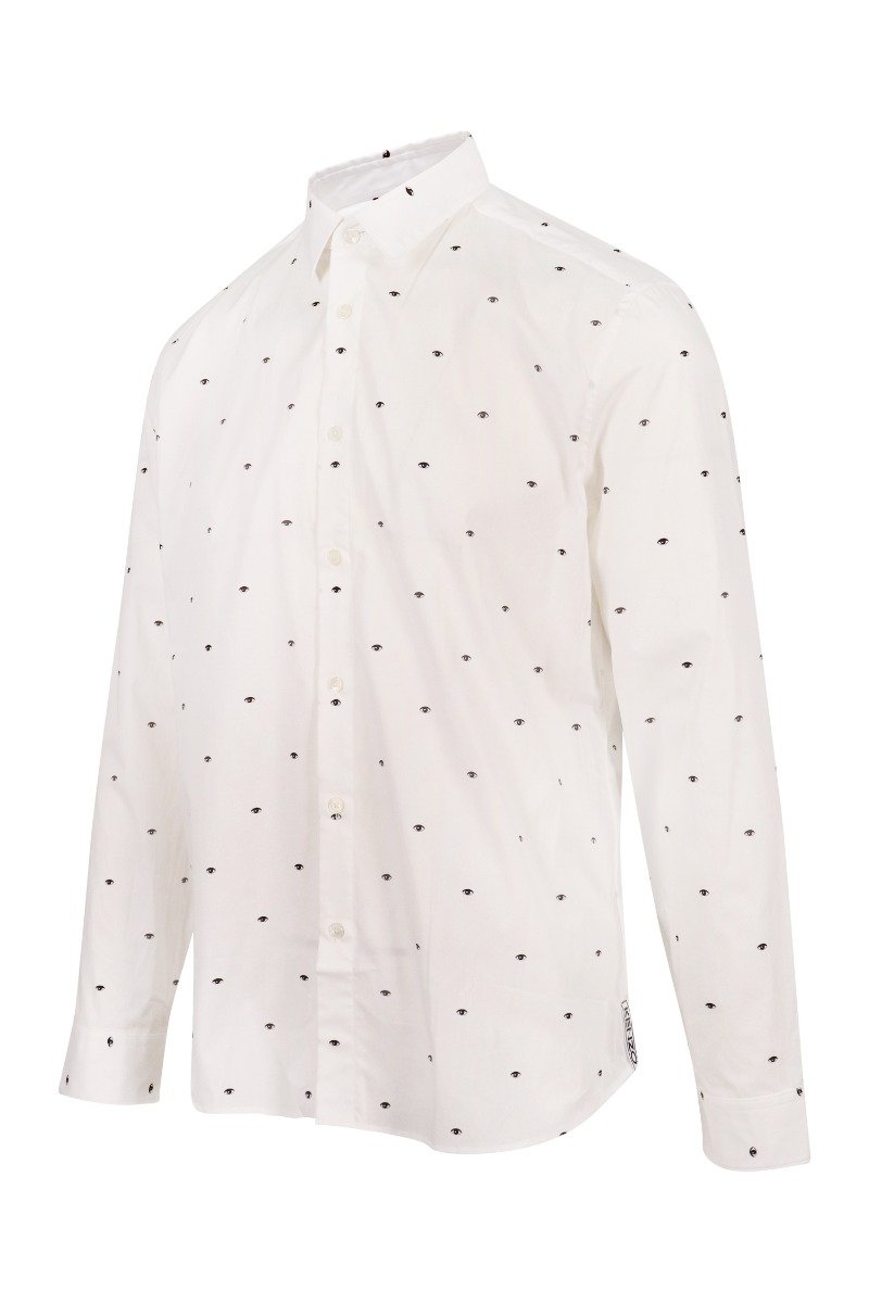 Multi Eye Shirt Men Fashion Kenzo Paris Cotton Long Sleeve Slim Fit Casual Formal