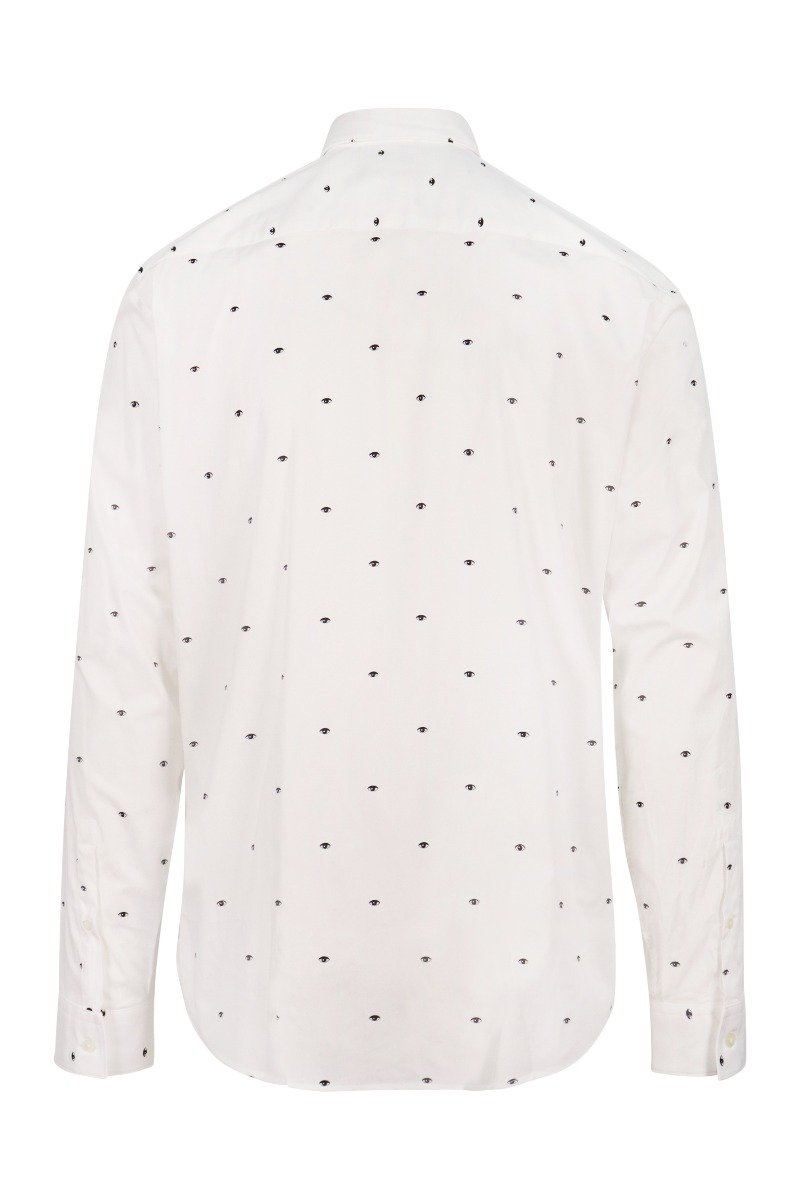 Multi Eye Shirt Men Fashion Kenzo Paris Cotton Long Sleeve Slim Fit Casual Formal