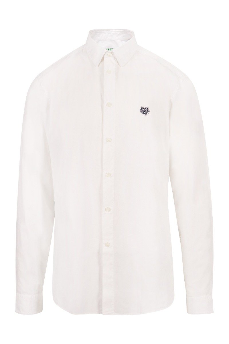 Tiger Shirt Men Fashion Kenzo Paris Cotton Long Sleeve Semi Formal Slim Fit