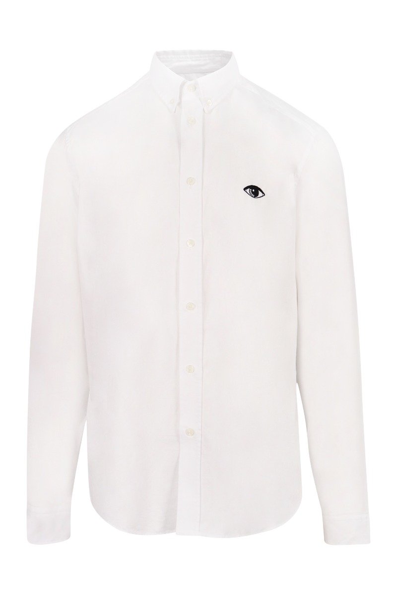 Eye Oxford Shirt Kenzo Paris Smart Casual Formal White Embroidery
