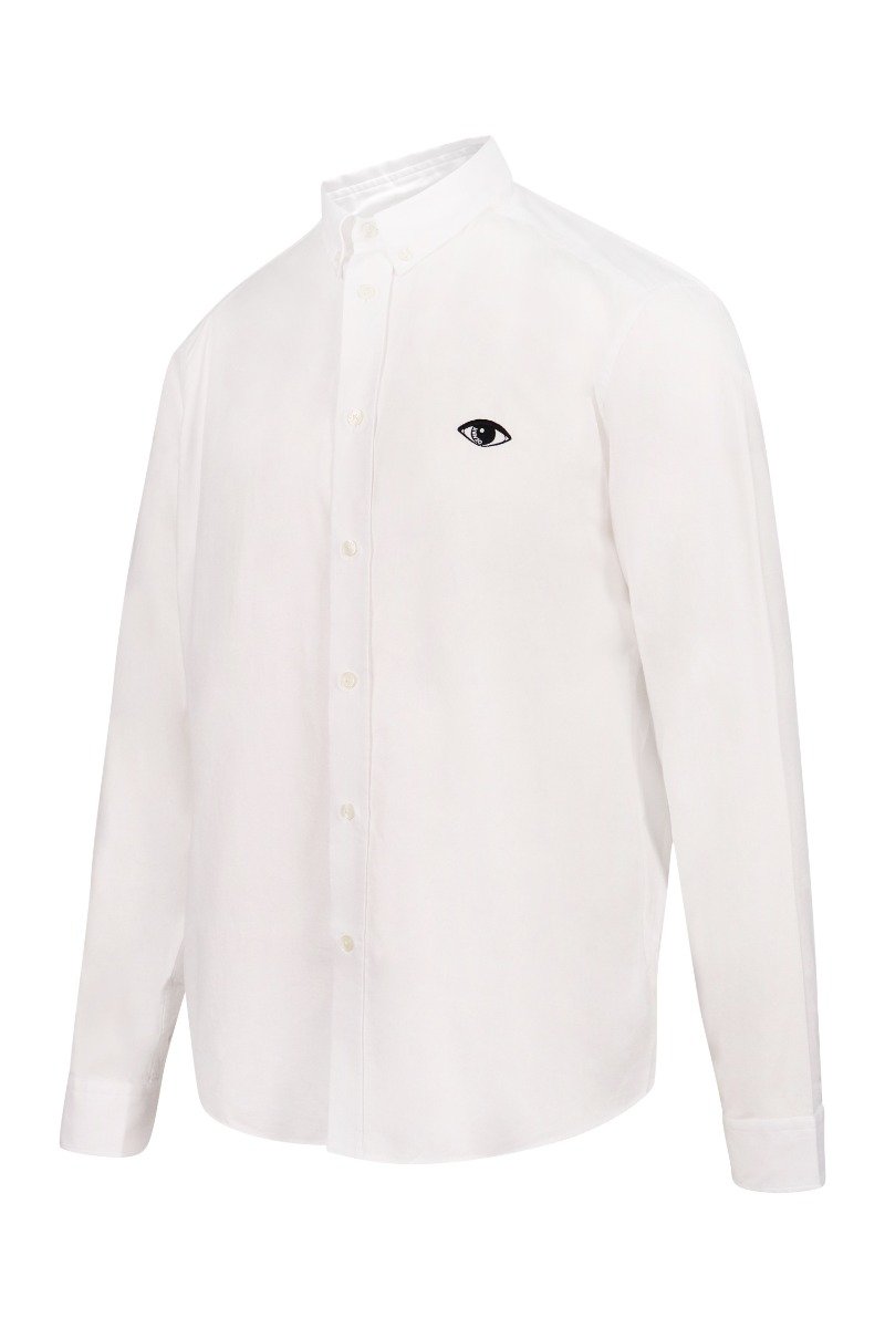 Eye Oxford Shirt Kenzo Paris Smart Casual Formal White Embroidery