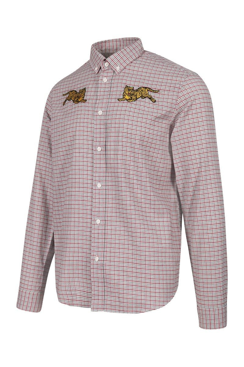 Jumping Tiger Check Shirt Kenzo Embroidered Long Sleeve