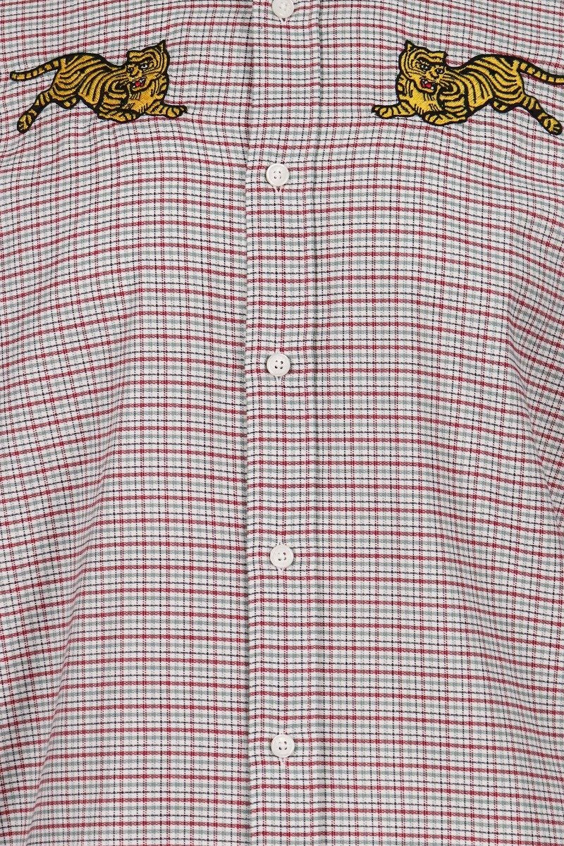 Jumping Tiger Check Shirt Kenzo Embroidered Long Sleeve
