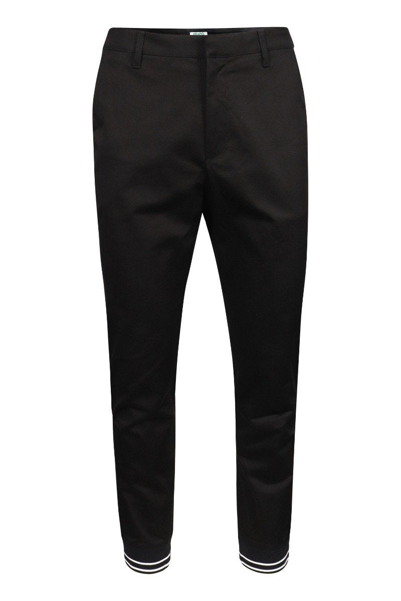 Stretch Cotton Chinos Men Fashion Kenzo Paris Fitted Long Pants Formal Casual